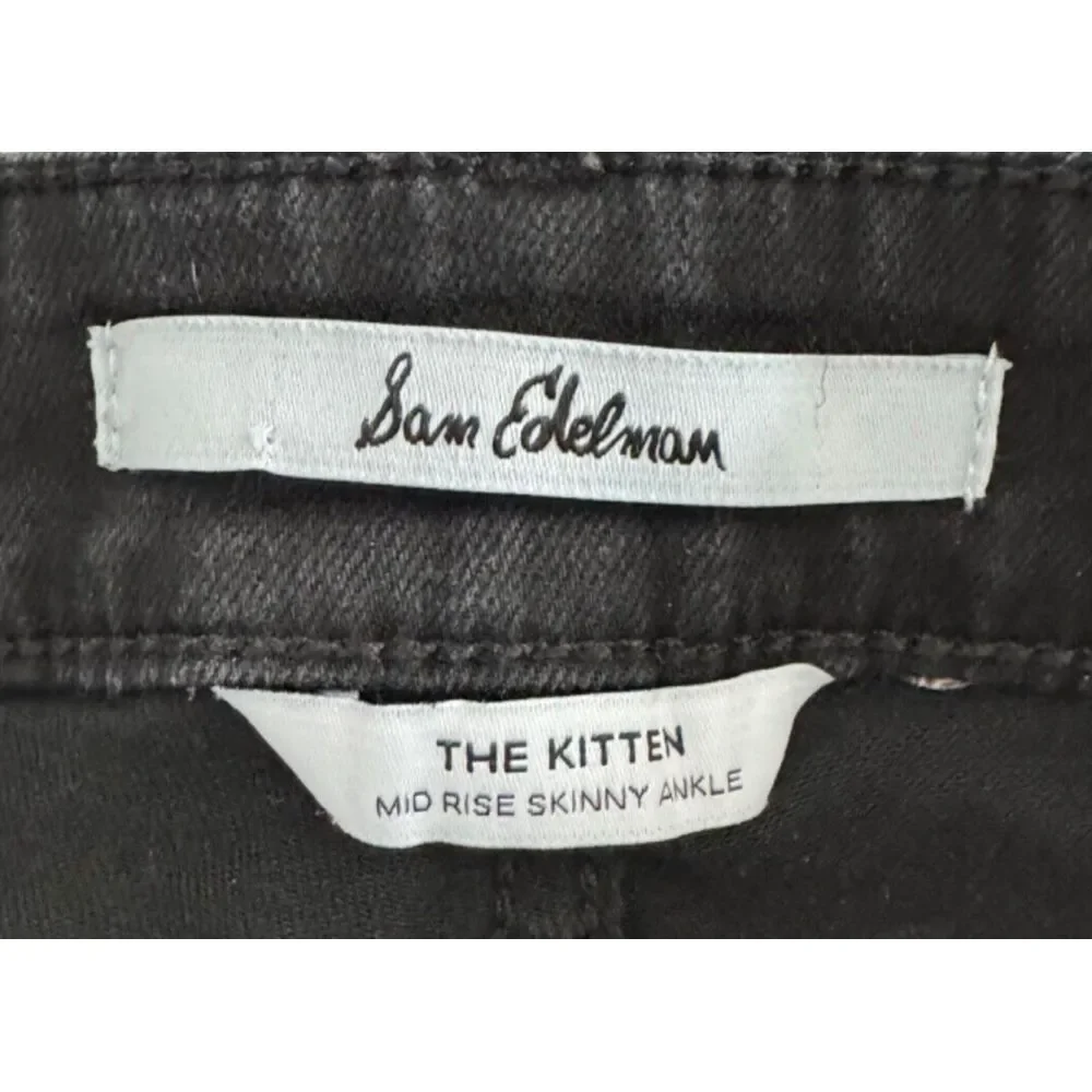 Sam Edelman Black Jeans Women Size 31 The Kitten Mid Rise Skinny Ankle Stretch‎